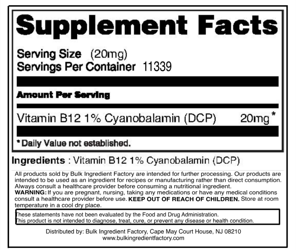 VITAMIN B12 1% CYANOCOBALAMIN